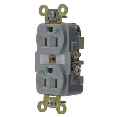 Straight Blade Receptacle, 5-15R, 15 A, 125V AC, 2 Pole, 3 Wire, Flush Mount, Grounded MPN:HBL5262GYWR