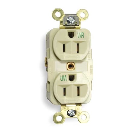 Duplex Straight Blade Receptacle, 5-15R, 15 A, 125V AC, 2 Pole, 3 Wire, Flush Mount, Grounded MPN:HBL5262IWR