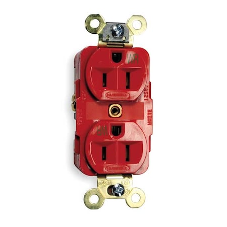 Straight Blade Receptacle, 5-15R, 15 A, 125V AC, 2 Pole, 3 Wire, Flush Mount, Grounded MPN:HBL5262RWR