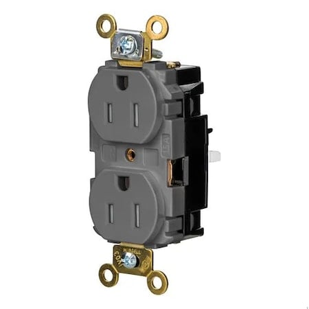 Straight Blade Receptacle, 5-15R, 15 A, 125V AC, 2 Pole, 3 Wire, Surface Mount, Grounded MPN:HBL5262STGYTR
