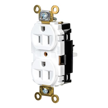 Straight Blade Receptacle, 5-15R, 15 A, 125V AC, 2 Pole, 3 Wire, Surface Mount, Grounded MPN:HBL5262STW