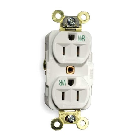 Straight Blade Receptacle, 5-15R, 15 A, 125V AC, 2 Pole, 3 Wire, Flush Mount, Grounded MPN:HBL5262WWR