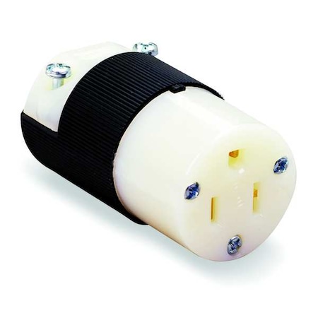 Straight Blade Connector, 5-15R, 15 A, 125V AC, 2 Pole, 3 Wire, Screw Terminals, Black, White MPN:HBL5269C