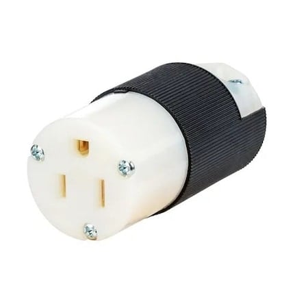 Straight Blade Connector, 5-15R, 15 A, 125V AC, 2 Pole, 3 Wire, Wire Leads, Black, White MPN:HBL5269CST