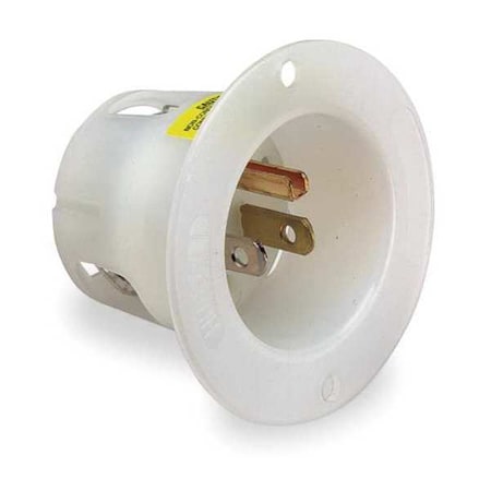 Flanged Straight Blade Inlet, 15 A, 125V AC, 2 Pole, 3 Wire, Flush Mount, Grounded MPN:HBL5278C