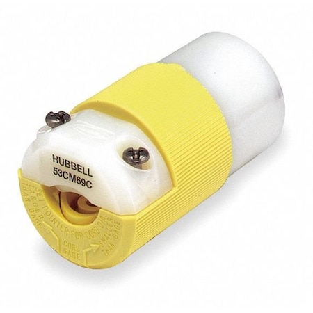 Straight Blade Connector, 5-15R, 15 A, 125V AC, 2 Pole, 3 Wire, Screw Terminals, Yellow MPN:HBL52CM69C
