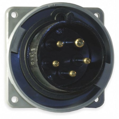 Watertight Pin & Sleeve Inlet, 30 A, 347/600V AC, Three Phase, 4 Pole, IEC Grounding, Black MPN:HBL530B5W
