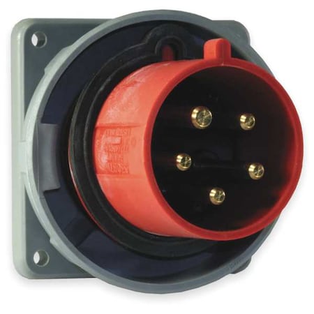 Watertight Pin & Sleeve Inlet, 30 A, 277/480V AC, Three Phase, 4 Pole, IEC Grounding, Red MPN:HBL530B7W