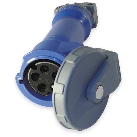 Watertight Pin & Sleeve Connector, 30 A, 120/208V AC, Three Phase, 4 Pole, IEC Grounding, Blue MPN:HBL530C9W