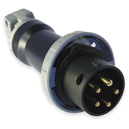 Watertight Pin & Sleeve Plug, 30 A, 347/600V AC, Three Phase, 4 Pole, IEC Grounding, Black MPN:HBL530P5W