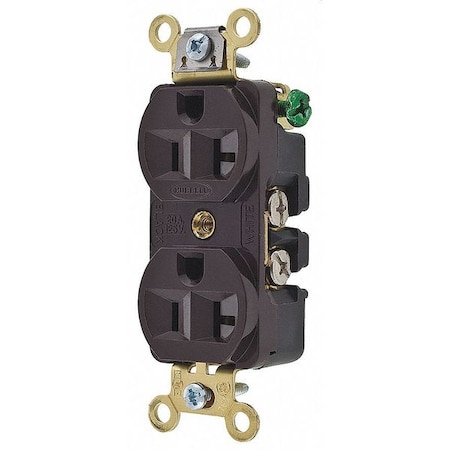 Straight Blade Receptacle, 5-20R, 20 A, 125V AC, 2 Pole, 3 Wire, Flush Mount, Single, Brown MPN:HBL5352