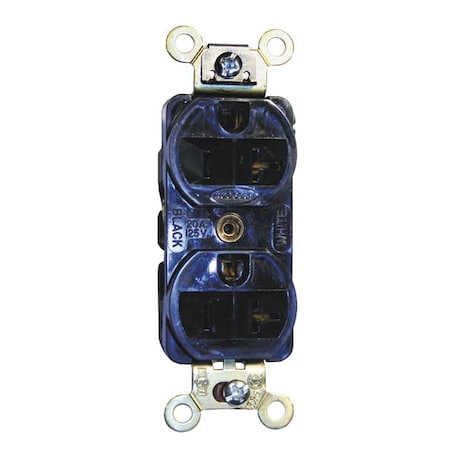 Straight Blade Receptacle, 5-20R, 20 A, 125V AC, 2 Pole, 3 Wire, Flush Mount, Grounded MPN:HBL5352BK