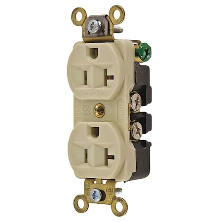 Straight Blade Receptacle, 5-20R, 20 A, 125V AC, 2 Pole, 3 Wire, Flush Mount, Grounded MPN:HBL5352I