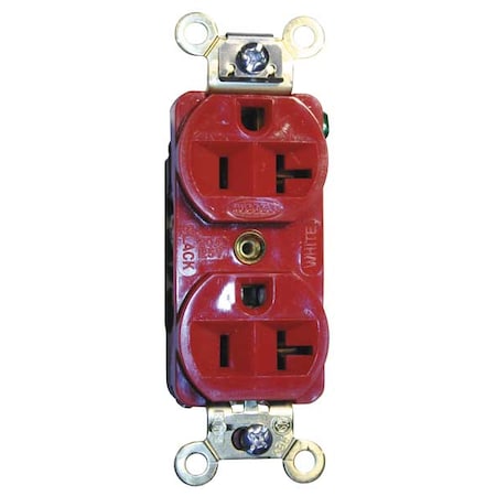 Straight Blade Receptacle, 5-20R, 20 A, 125V AC, 2 Pole, 3 Wire, Flush Mount, Grounded MPN:HBL5352R