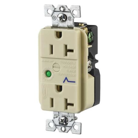 Duplex Straight Blade Receptacle, 5-20R, 20 A, 125V AC, 2 Pole, 3 Wire, Flush Mount, Grounded MPN:HBL5360ISA