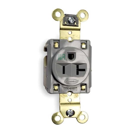 Straight Blade Receptacle, 5-20R, 20 A, 125V AC, 2 Pole, 3 Wire, Flush Mount, Grounded MPN:HBL5361GRYWR