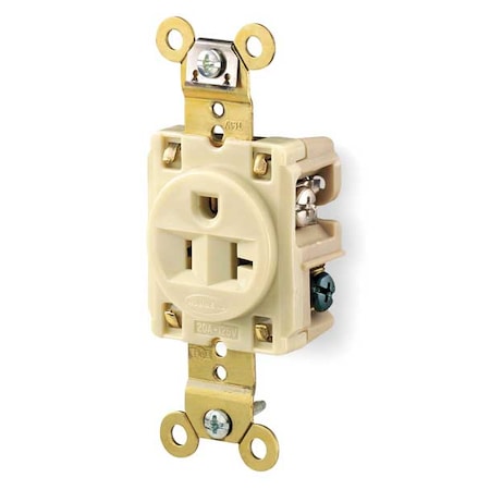 Straight Blade Receptacle, 5-20R, 20 A, 125V AC, 2 Pole, 3 Wire, Flush Mount, Grounded MPN:HBL5361I