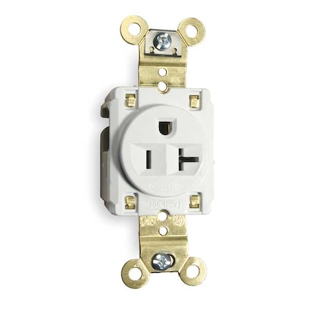 Straight Blade Receptacle, 5-20R, 20 A, 125V AC, 2 Pole, 3 Wire, Flush Mount, Grounded MPN:HBL5361W