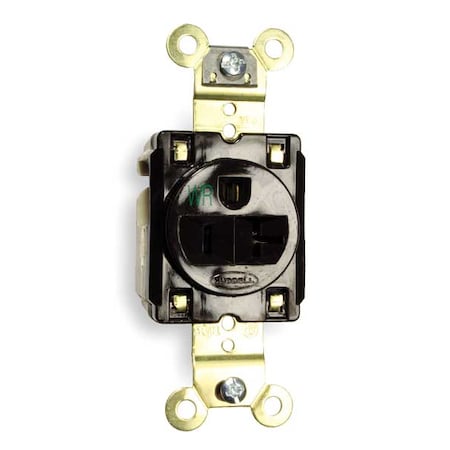 Straight Blade Receptacle, 5-20R, 20 A, 125V AC, 2 Pole, 3 Wire, Flush Mount, Grounded MPN:HBL5361WR