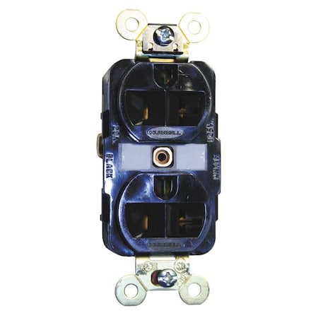 Duplex Straight Blade Receptacle, 5-20R, 20 A, 125V AC, 2 Pole, 3 Wire, Flush Mount, Grounded MPN:HBL5362BK