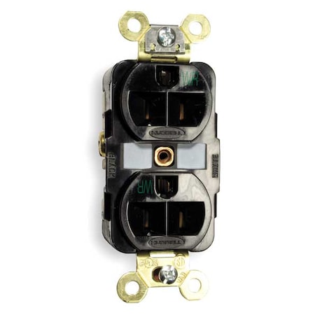 Straight Blade Receptacle, 5-20R, 20 A, 125V AC, 2 Pole, 3 Wire, Flush Mount, Grounded MPN:HBL5362BKWR