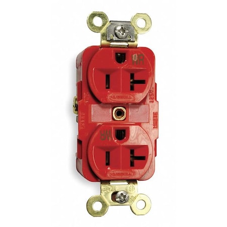 Straight Blade Receptacle, 5-20R, 20 A, 125V AC, 2 Pole, 3 Wire, Flush Mount, Grounded MPN:HBL5362RWR