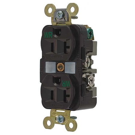 Duplex Straight Blade Receptacle, 5-20R, 20 A, 125V AC, 2 Pole, 3 Wire, Flush Mount, Grounded MPN:HBL5362WR