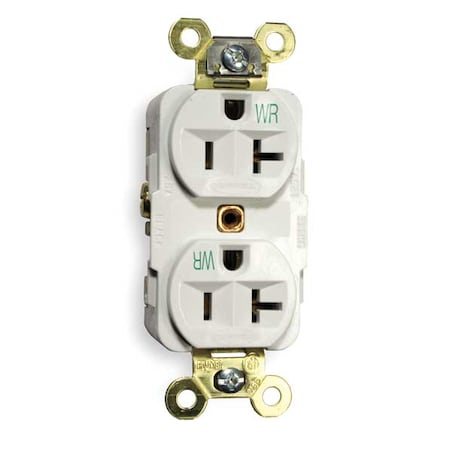 Duplex Straight Blade Receptacle, 5-20R, 20 A, 125V AC, 2 Pole, 3 Wire, Flush Mount, Grounded MPN:HBL5362WWR