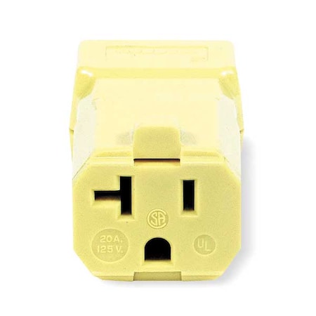 Straight Blade Connector, 5-20R, 20 A, 125V AC, 2 Pole, 3 Wire, Screw Terminals, Yellow MPN:HBL5369VY