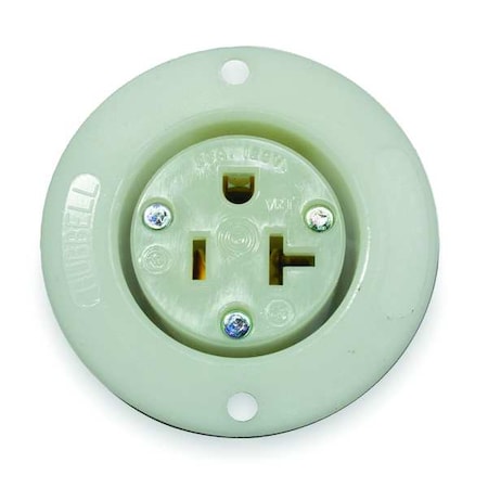 Straight Blade Receptacle, 5-20R, 20 A, 125V AC, 2 Pole, 3 Wire, Flush Mount, Grounded MPN:HBL5379C
