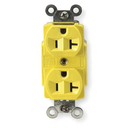 Duplex Straight Blade Receptacle, 5-20R, 20 A, 125V AC, 2 Pole, 3 Wire, Flush Mount, Grounded MPN:HBL53CM62
