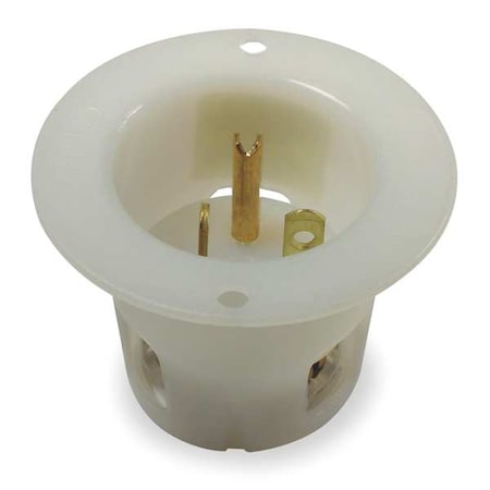 Straight Blade Inlet, 20 A, 250V AC, 2 Pole, 3 Wire, Flush Mount, Grounded MPN:HBL5478C