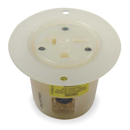 Flanged Straight Blade Inlet, 6-20R, 20 A, 250V AC, 2 Pole, 3 Wire, Flush Mount, Grounded MPN:HBL5479C