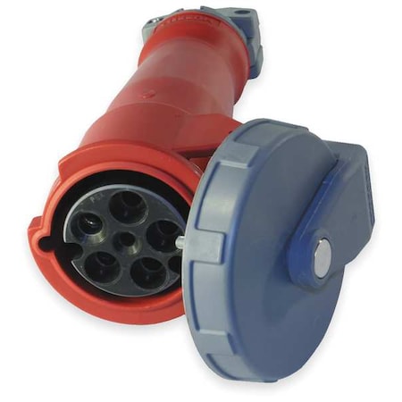 Watertight Pin & Sleeve Connector, 60 A, 277/480V AC, Three Phase, 4 Pole, IEC Grounding, Red MPN:HBL560C7W