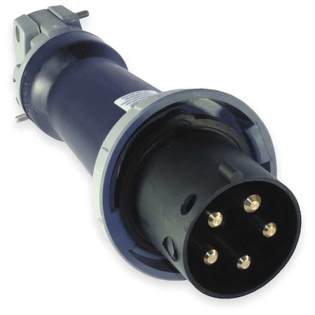 Watertight Pin & Sleeve Plug, 60 A, 347/600V AC, Three Phase, 4 Pole, IEC Grounding, Black MPN:HBL560P5W