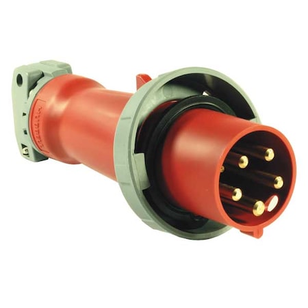 Pin & Sleeve Plug, 63 A, 415V AC, Single Phase, 4 Pole, IEC Grounding, Red, NEMA Not Rated MPN:HBL560P6W