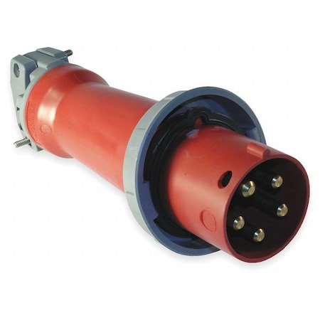 Watertight Pin & Sleeve Plug, 60 A, 277/480V AC, Three Phase, 4 Pole, IEC Grounding, Red MPN:HBL560P7W