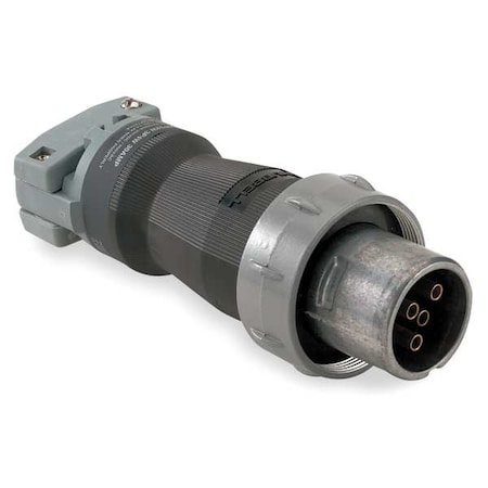 Pin & Sleeve Plug, 60 A, 600V AC, Three Phase, 4 Pole, Style 1 Grounding, Gray, NEMA Not Rated MPN:HBL560PS1W