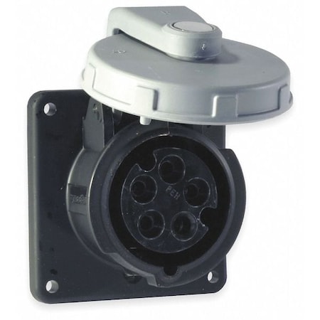 Watertight Pin & Sleeve Receptacle, 60 A, 347/600V AC, Three Phase, 4 Pole, IEC Grounding, Black MPN:HBL560R5W