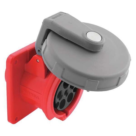 Watertight Pin & Sleeve Receptacle, 60 A, 277/480V AC, Three Phase, 4 Pole, IEC Grounding, Red MPN:HBL560R7W