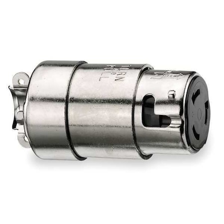 Locking Connector, Non-NEMA, 50 A, 125V AC, Single Phase, 2 Pole, Screw Terminals, Silver MPN:HBL63CM60