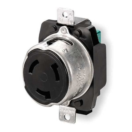 Locking Receptacle, Non-NEMA, 50 A, 125V AC, Single Phase, 2 Pole, Flush Mount, Screw Terminals MPN:HBL63CM70