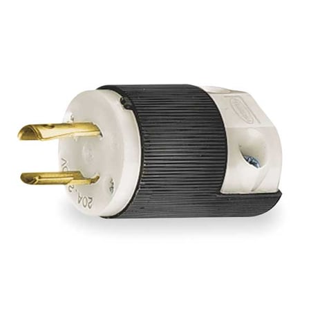 Locking Plug, L2-20P, 20 A, 250V AC, Single Phase, 2 Pole, Screw Terminals, Black, White MPN:HBL7102C