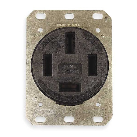 Straight Blade Receptacle, 18-60R, 60 A, 120/208V AC, 4 Pole, 4 Wire, Flush Mount, Non-Grounded MPN:HBL7301A
