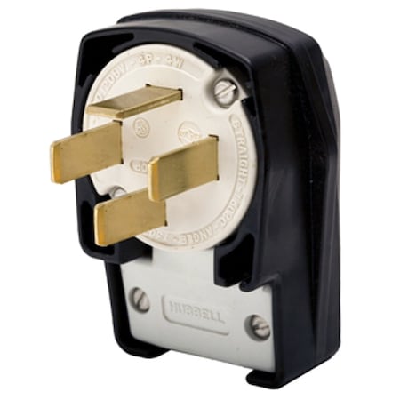 Straight Blade Plug, 18-60P, 60 A, 120/208V AC, 4 Pole, Screw Terminals, Non-Grounded MPN:HBL7302C