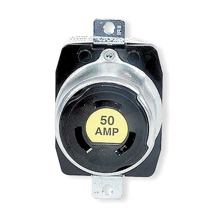 Locking Receptacle, Non-NEMA, 50 A, 250/600V AC, Single Phase, 3 Pole, Flush Mount, Screw Terminals MPN:HBL7379