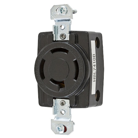Locking Receptacle, Non-NEMA, 20 A, 120/208V AC, Three Phase, 4 Pole, Flush Mount, Screw Terminals MPN:HBL7410B