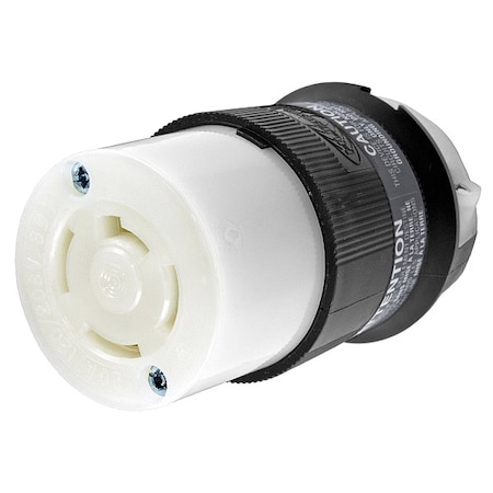 Locking Connector, Non-NEMA, 20 A, 120/208V AC, Three Phase, 4 Pole, Screw Terminals, Black, White MPN:HBL7413C