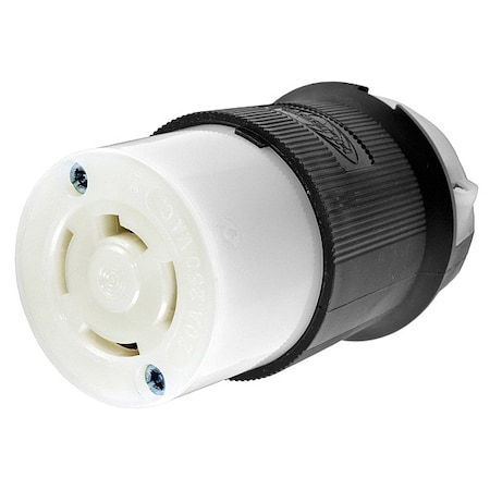 Locking Connector, Non-NEMA, 20 A, 250V AC, Three Phase, 3 Pole, Screw Terminals, Black, White MPN:HBL7413GCB