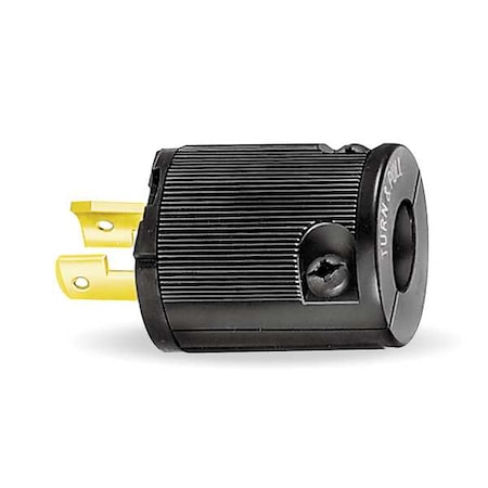Midget Locking Plug, ML1-15P, 15 A, 125V AC, Single Phase, 2 Pole, Screw Terminals, Black MPN:HBL7465V